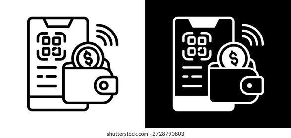 Ícone de carteira digital branco Ilustração de vetor preto