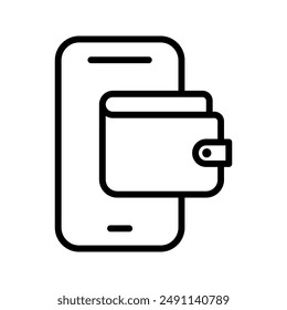 digital wallet icon,phone with wallet icon colo editable