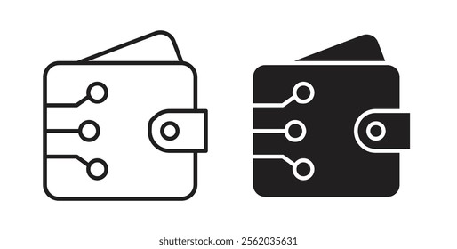 Digital wallet icons in flat and line style set.