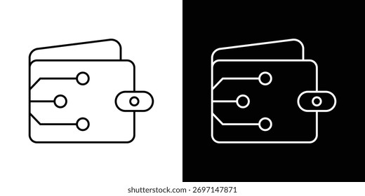 Symbole für digitale Brieftaschen. einfach, Strich, schwarze Symbole
