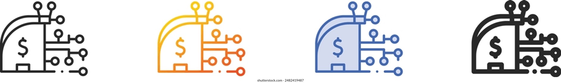 digital wallet icon.Thin Linear, Gradient, Blue Stroke and bold Style Design Isolated On White Background