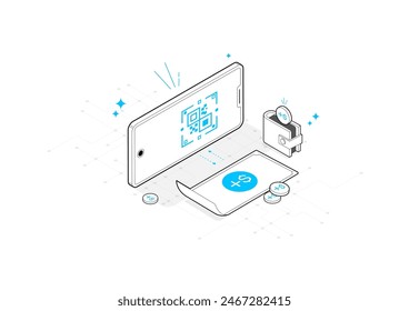 Digital Wallet Innovative Finance Technologie für moderne Transaktionen. Mobile Payment-Lösung für sicheres Finanzwesen. Vektorgrafik, Abbildung