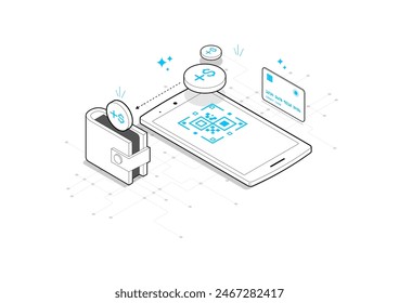 Digital Wallet Innovative Finance Technology for Modern Transactions. Mobile Payment Solution for Secure Financial. Vector, Illustration