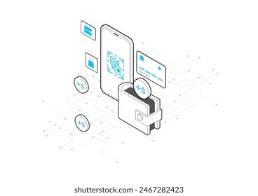Digital Wallet Innovative Finance Technologie für moderne Transaktionen. Mobile Payment-Lösung für sicheres Finanzwesen. Vektorgrafik, Abbildung