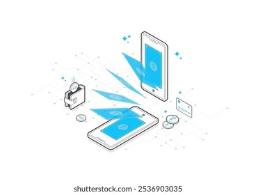 Digital Wallet Innovative Finance Technology for Modern Transactions. Mobile Payment Solution for Secure Financial. Vector, Illustration