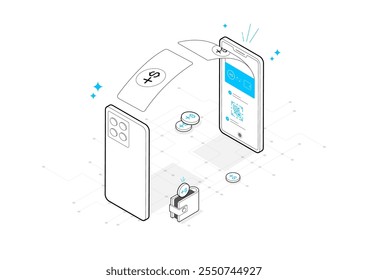 Digital Wallet Innovative Finance Technology for Modern Transactions. Mobile Payment Solution for Secure Financial. Vector, Illustration
