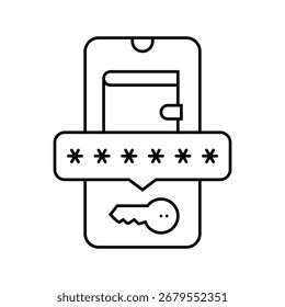 chave de carteira digital descentralizada ícone da linha da aplicação vetor. chave de carteira digital descentralizada sinal da aplicação. símbolo de contorno isolado ilustração em preto