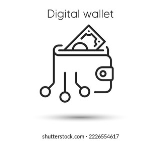 Digital wallet line icon. Crypto money sign. Online cash payment symbol. Illustration for web and mobile app. Line style crypto wallet icon. Editable stroke online money. Vector