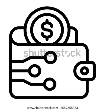 Digital Wallet Line Icon Design For Personal And Commercial use
