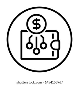 Digital wallet line icon. Stroke outline style. Vector. Isolate on white background.
