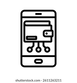 Digital Wallet Line Vector Illustration On White Background.