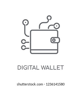 digital wallet linear icon. Modern outline digital wallet logo concept on white background from Cryptocurrency economy and finance collection.