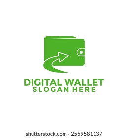 Digital wallet logo design template, Arrow and Wallet Money logo design vector