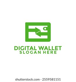 Digital wallet logo design template, Arrow Wallet Digital Money logo design vector. Fast Pay logo design icon