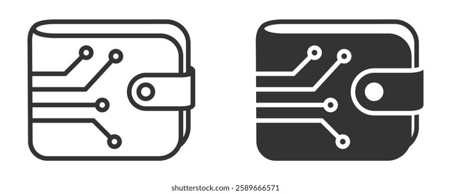 Digital wallet with microchip icon, minimal style