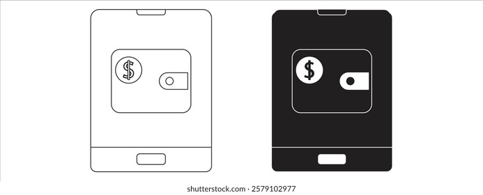 digital wallet, Mobile Wallet with Dollar Sign for Secure Digital Transactions, eps 10 on white background.