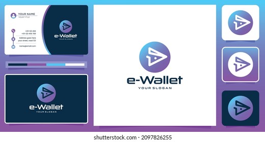 inspiración de diseño de logotipo moderno en cartera digital. color de gradiente, estilo de forma circular y tarjeta de visita.