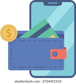 Digitale Brieftasche und Online-Zahlung - flache Illustration