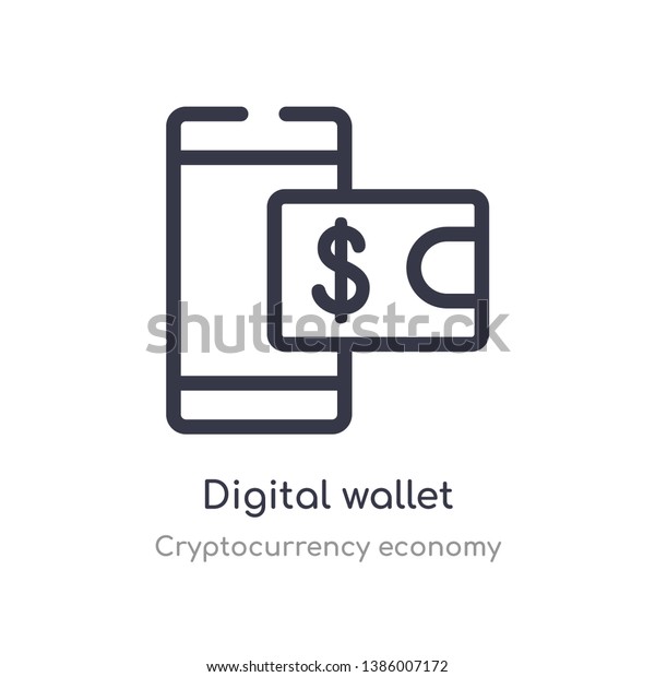 digital wallet outline\
icon. isolated line vector illustration from cryptocurrency economy\
collection. editable thin stroke digital wallet icon on white\
background