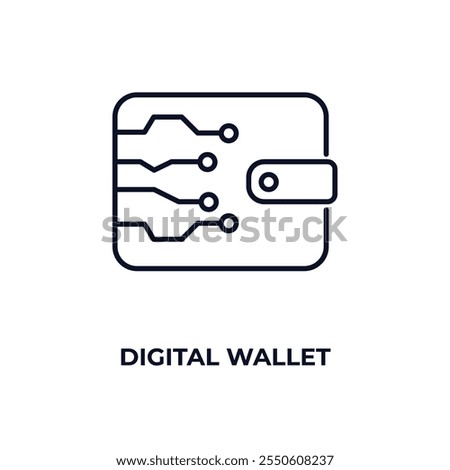 digital wallet  outline icon. Linear vector from cryptocurrency concept. Thin line digital wallet  icon isolated on white background