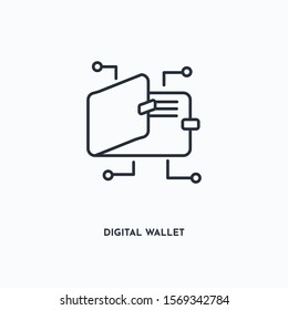 digital wallet outline icon. Simple linear element illustration. Isolated line digital wallet icon on white background. Thin stroke sign can be used for web, mobile and UI.