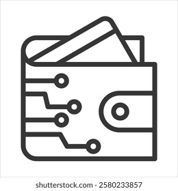 Digital Wallet Outline Icon Vector Illustration