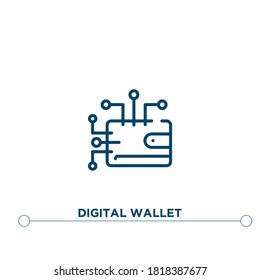 icono de vector de contorno de cartera digital. ilustración de elemento simple. icono de contorno de cartera digital a partir del concepto de criptodivisa modificable. se puede usar para web y móvil

