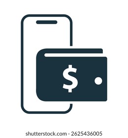 Digital wallet overlapping smartphone screen, enabling secure and convenient online payment transactions