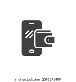 Digital wallet with a phone vector icon. filled flat sign for mobile concept and web design. Mobile Wallet glyph icon. Symbol, logo illustration. Vector graphics