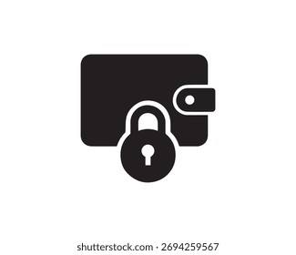 Ilustración de diseño de Vector de silueta de icono de seguridad de cartera digital