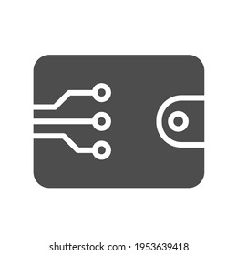 icono de vector de silueta de cartera digital aislado en blanco. icono de billetera digital criptodivisa para web, aplicaciones móviles, diseño de ui e impresión