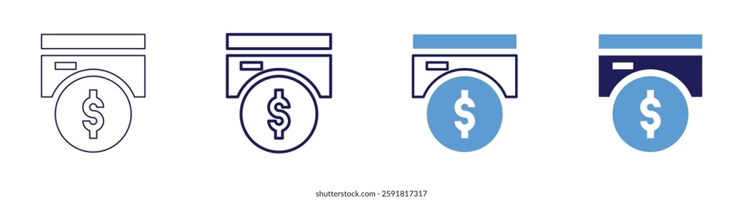 Digital wallet solutions icon in 4 different styles. Thin Line, Line, Bold Line, Duotone. Duotone style. Editable stroke.