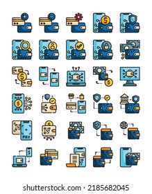 ilustración vectorial de la tecnología de cartera digital de contorno relleno