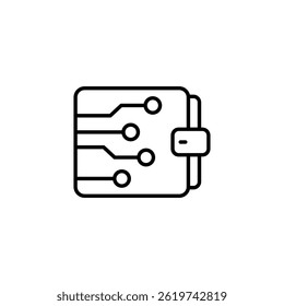 Ícone de vetor de carteira digital com conceito de placa de circuito para design fintech