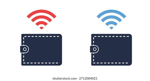 Digital Wallet Vector Icon with Contactless Payment Symbol
