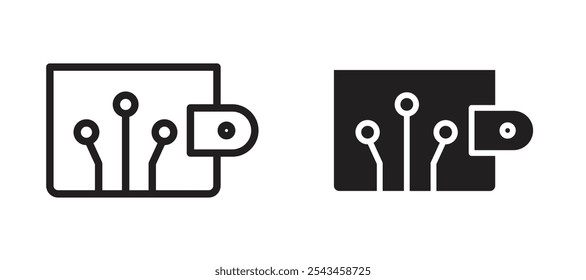 Digital wallet vector icon set in black.
