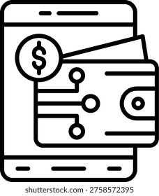 Digital Wallet Vector Line Icon Style
