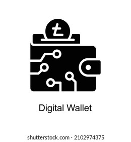 Digital Wallet  Vector Solid Icon For Web Isolated On White Background EPS 10 File