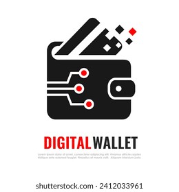 Digital wallet vector web icon isolated on white background. E-wallet flat illustration, crypto currency business concept