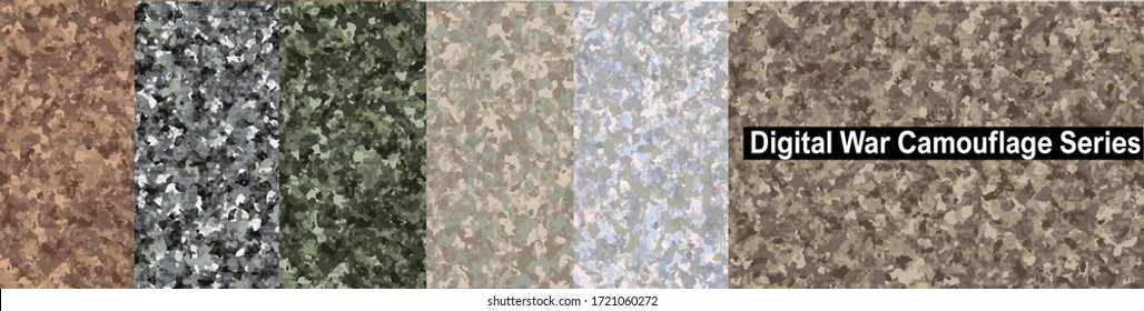 Digital War Camouflage Series, Highly sophisticated camouflage pattern to destroy visibility from digital devices, Strategy for hiding and disguising from detection.