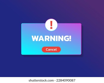 Digital warning pop up gradient color design