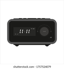 Digital Watch. Black digital clock showing time 11:11 (eleven hours eleven minutes). Black and white vector illustration. Sketch.
