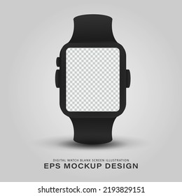 Digital watch blank screen mockup illustration