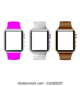 digital watch with a blank white screen isolated on white background