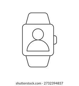 Relógio digital exibindo ícone de perfil de informações do usuário