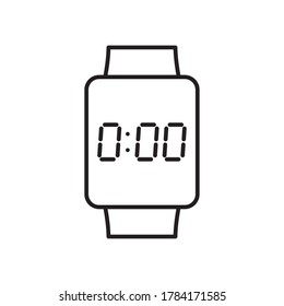 digital watch icon over white background, line style, vector illustration