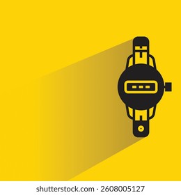 digital watch icon with shadow yellow background
