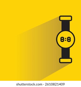 digital watch icon with shadow yellow background