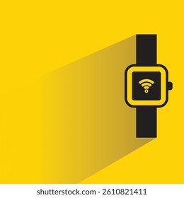 digital watch icon with shadow yellow background