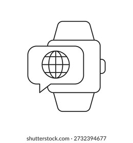 Digital watch showing world globe web icon